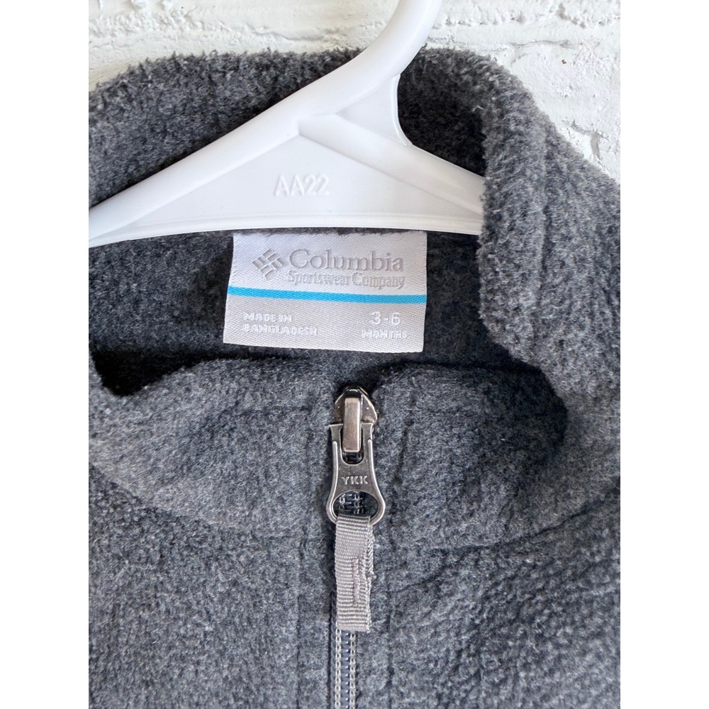 Columbia Kids Fleece Jacket Charcoal Gray Full Zip Baby 3-6 Months - Picture 3 of 5